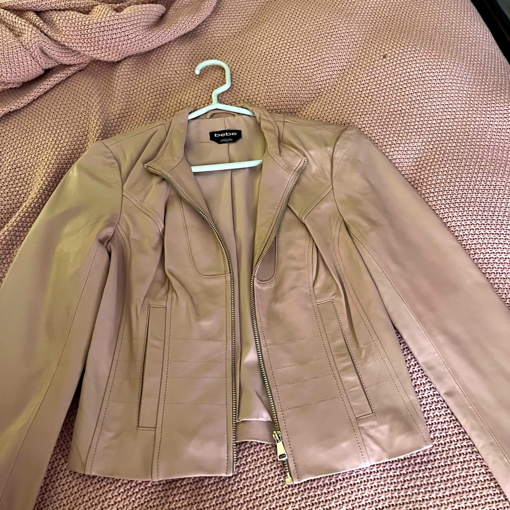 Brand new leather jacket pale pink